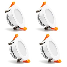 2.5 inch Dimmable LED Recessed Lighting, 5W Retrofit Downlight, 3000K Warm White, CRI 80 with LED Driver, as AC 110V Ceiling Light Fixture for Living Room, Kitchen, Bedroom, Hallway, 4 Pack