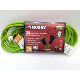HUSKY - High Visibility 25 Foot Indoor Outdoor Extention Cord 16 Gauge - Green