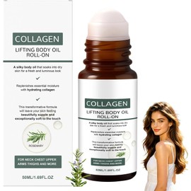 Aceite corporal para levantar colágeno, conveniente rollo de aceite corporal, suero para levantar la cara instantáneo, reducen las líneas finas y la piel suave, Con rodillo de 360 ° (1pcs)