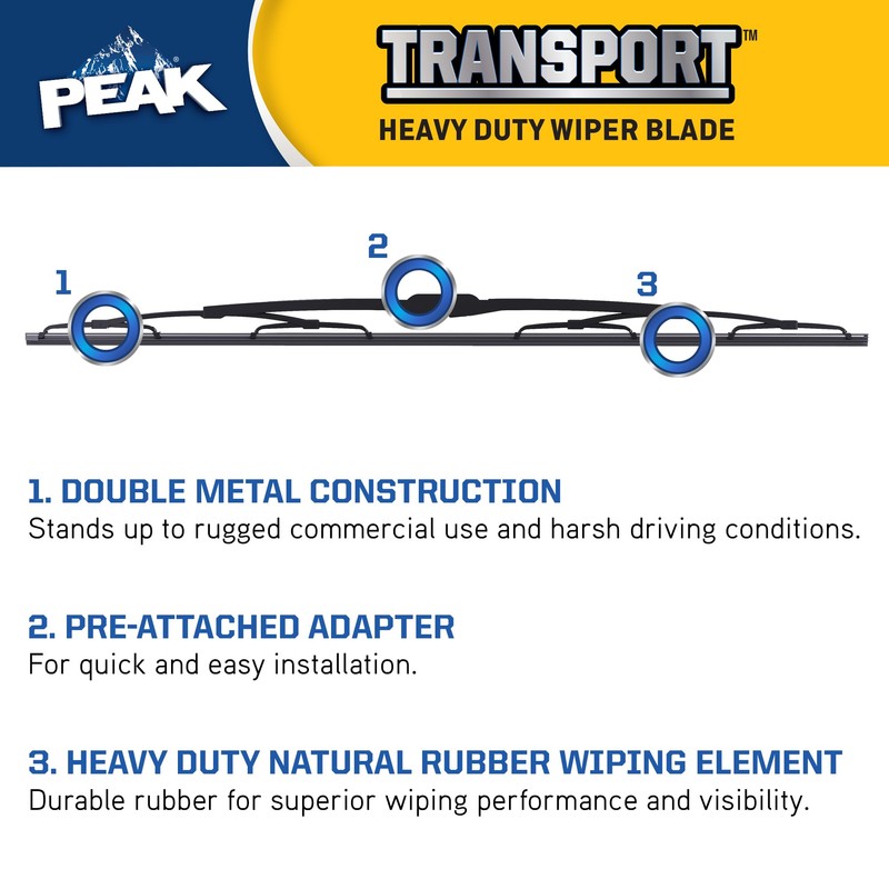 PEAK Transport 32" Heavy Duty 12x4 Hook Windshield Wiper Blade,