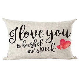 Ramirar Black Word Art Quote I Love You A Bushel and A Peck Lover Valentine's Day Decorative Lumbar Throw Pillow Cover Case Home Living Room Bed Sofa Car Cotton Linen Rectangular 12 x 20 Inches