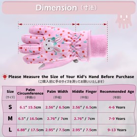 Azarxis Children's Ski Gloves, Windproof Winter Gloves, Cold Weather Gloves for Boys and Girls (Red, M (7-9 Years))