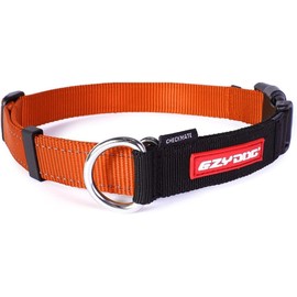 EzyDog Checkmate Martingale Collar for Dogs – Premium Nylon Training Dog Collar for Easy Control with no Choking (Large, Orange)