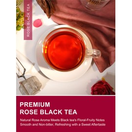 TeeLux Rose Black Tea Loose Leaf, Premium Black Tea with Rose Petals, Floral Aroma, Smooth & Refreshing Taste, Hot & Iced Tea, 7oz