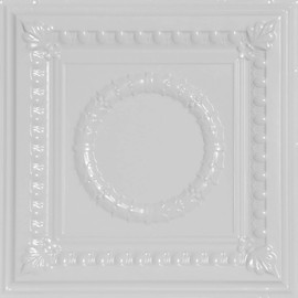 Shanko SKPC503-wh-24x24-D-6 Victory Stamped Metal Lay-in Tin Ceiling Tile (24 sq. ft), White, Pack of 6