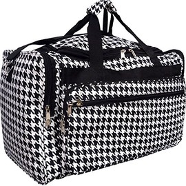 "TOP PACK" 22" Women's Fashion Print Duffel Bag (Houndstooth-Black Trim)