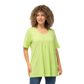 Ulla Popken Women's T-Shirt, Zierfalten, A-Linie, Rundhals, Halbarm, Modal, Lime Green, 20 UK/22 UK