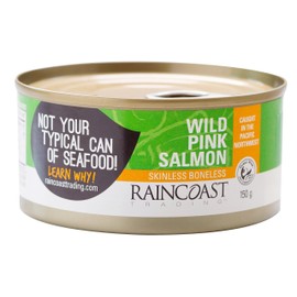 Raincoast Trading | Wild Caught Canned Salmon | Keto | Canned Fish | MCS Certified Sustainable Seafood | Caught in the Pacific Northwest | 160 grams/can (Pack of 12) (Wild Pink Salmon, Skinless & Boneless)