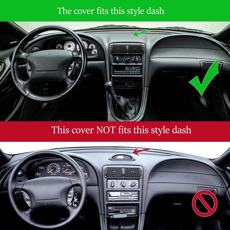 Yiz Dash Cover Mat for Ford Mustang Dashboard Pad Carpet