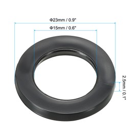PATIKIL M15 Rubber Flat Washer, 10 Pack 15mm ID 23mm OD 2.5mm Thick Sealing Spacer Gasket Ring for Faucet Pipe Water Hose Fastener Bolt, Black