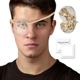 ZBJBinCH Transparent Ventilated Eye Patches 2 PCS Cataract Sur-Gery Recovery Cover Ventilated Patch Gaurd with Tape, Protective Plastic Eye Shield with Adjustable Strap (Yellow, 2PCS)