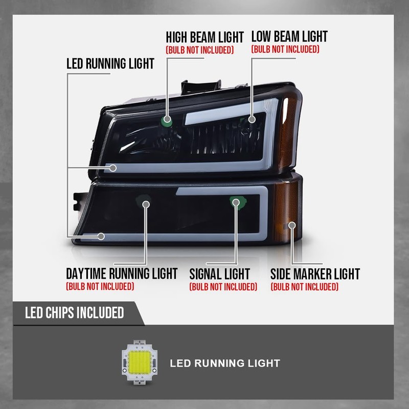 G-PLUS LED DRL Headlights, Fit Chevy Silverado 1500 2500 3500&HD