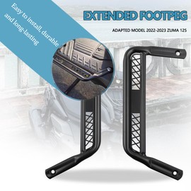 Mokuo Motorcycle Extended Footpegs in Heavy Iron Material Compatible with Yamaha Zuma 2022 2023, Black Color TANK 200