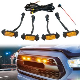 AUPARTIK 4 x LED Grill Lights Amber fit for Toyota Tacoma TRD PRO 2016 2017 2018 2019 Front Grille Light kit with Wiring Harness & Fuse