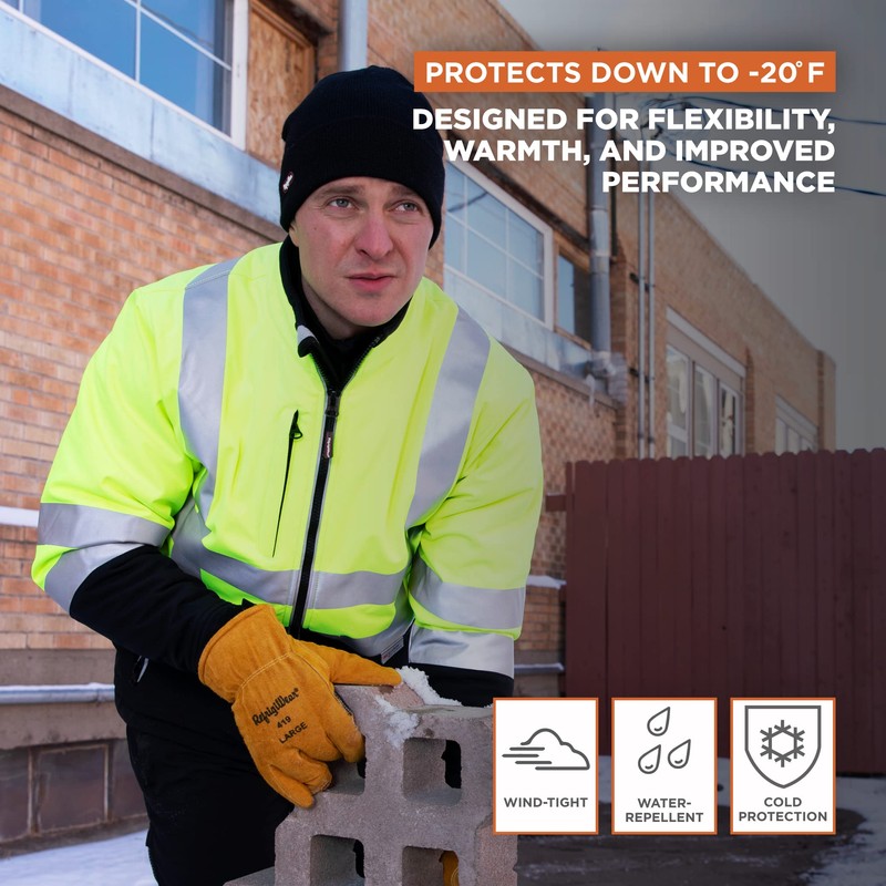 RefrigiWear High-Visibility Insulated Softshell Reflective Jacket, 20°F (-7°C) (Large), (Lime)