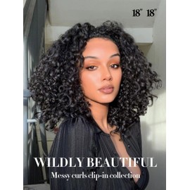 LUVME Burmese Curly Clip in Hair Extensions Real Human Hair Messy Curly Clip Ins Fullness with 1 Pack for Women Brazilian Remy Human Hair Natural Black 135g 14Inch