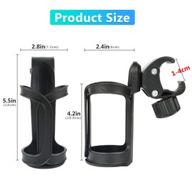 Funmo Wheelchair Bottle Holder Adjustable, 360 Degree Rotation Without Screws Bike Cup Holder, Pram Cup Holder, Drink Holder Bicycle MTB Road Bike, Bike Cup Holder