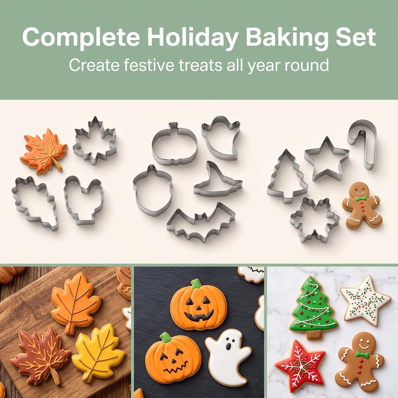 15 Pcs Thanksgiving Halloween Holiday Stainless Steel Cookie Cutters