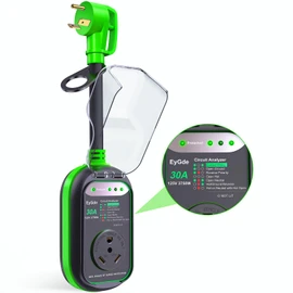 EyGde RV Surge Protector 30 Amp Waterproof Upgraded 8400 Joules Surge Protector for 30Amp Plug, Voltage Protection with Circuit Analyzer Power Guard for Camper Travel Trailer, Green