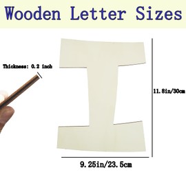 12 Inch Unique Wooden Letters for Wall Decor, Unfinished Wooden Letters Thick 1/5 Inch Large Craft Wood Letter for Garden Signs, DIY Painting Christmas Wedding Hanging Decoration - Wooden Letter I