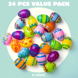 JOYIN 24 x 8 cm Printed Easter Eggs, Empty Easter Eggs, Dentable, Colourful Plastic Eer for Easter Hunting, Party Genchenk, Basket Filler, Classroom Price Guide