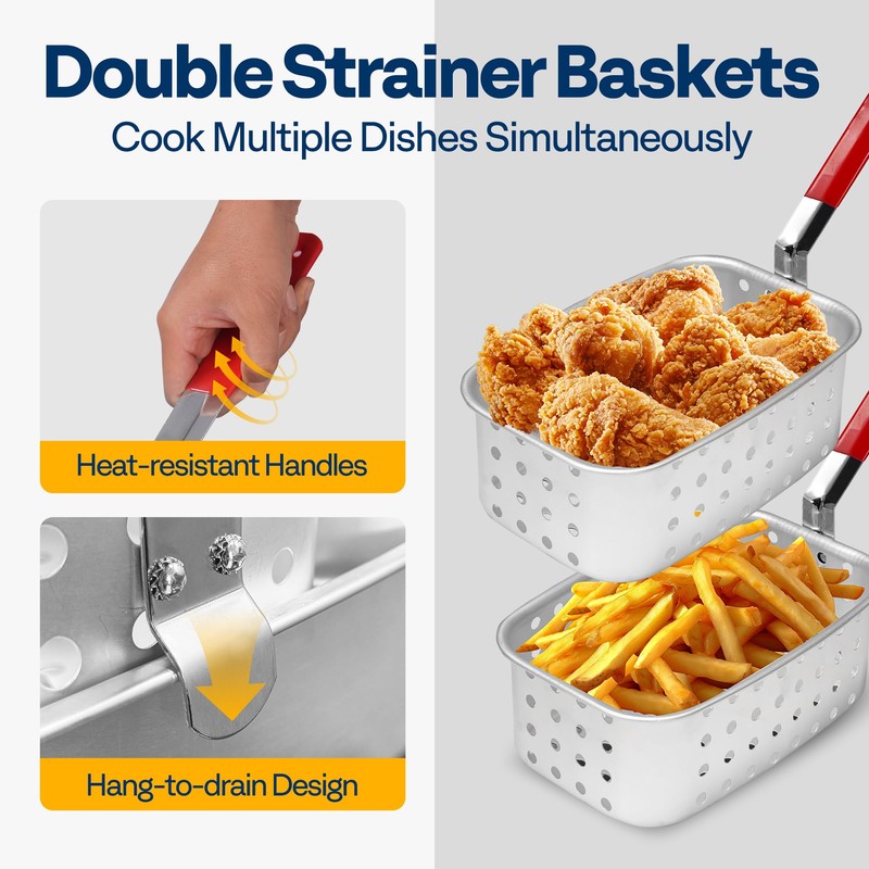 VIVOHOME Double Deep Fryer with 2 Baskets and 54,000 BTU