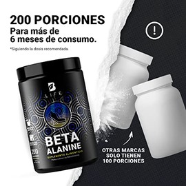 Beta Alanina en polvo 200 Servicios. Ingredientes naturales. Beta Alanine 400 Gramos B Life.
