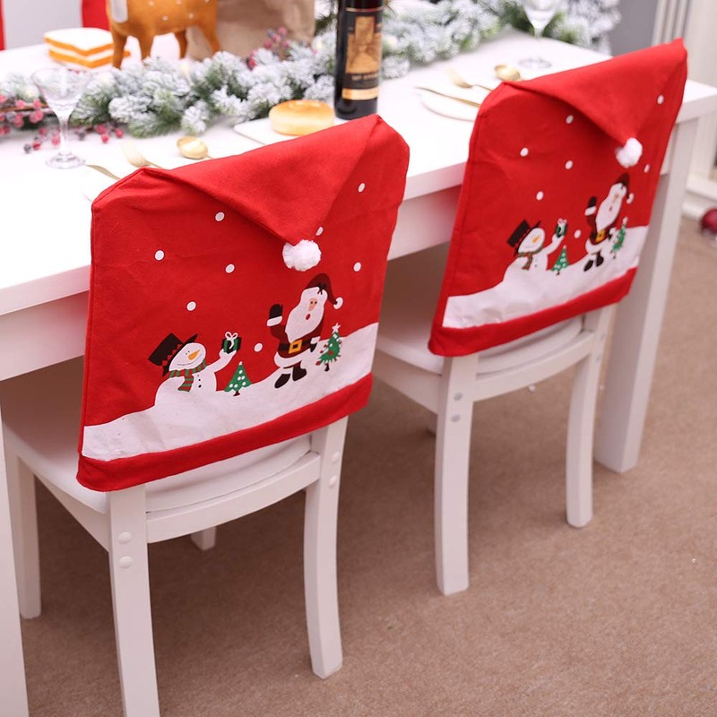 6 Pack Christmas Chair Covers, Christmas Dining Chair Slipcovers Red