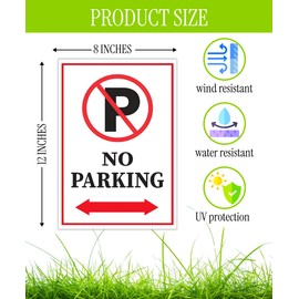 Pack of 3 No Parking Double sided Signs with H Stake 12" x 8" inch - Plastic Private Property No Parking Sign for Outdoor Driveway Yard Lawn Decorations - Driveway Sign for Indoor & Outdoor