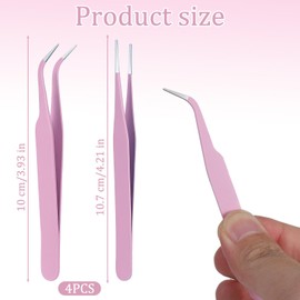 4 PCS Precision Tweezers Set, Multipurpose Straight and Curved Tip Tweezers Anti-Static Stainless Steel of Tweezer for Electronics, Industrial-Tweezer for Craft Soldering Esd Curved of Tweezer