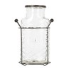 Creative Co-Op Glass vase in Metal Stand with Metal Frog