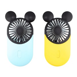 DecoLife Cute Mouse Personal Mini Fan, Handheld & Portable USB Rechargeable Fan with 3 Adjustable Speeds, Perfect for Indoor Or Outdoor Activities, Cute Mouse 2 Pack (Yellow+Blue)