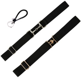 Bhsuioa Equestrian Elastic Belt for Women, Horseback Riding Belts with Bit Snaffle and Surcingle buckle Adjustable Waist Belt, 1-black（gold Surcingle Buckle and Silver Bit Buckle）, 22"-46"