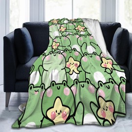 dhakalrlde Cute Frog Throw Blanket, Frog Flannel Blanket Home Decor Perfect for Bed and Sofa Blankets for All Season Microfiber Durable Couch Blankets (60x50inch)
