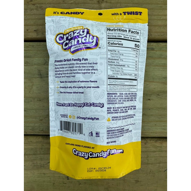 Andersen's Crazy Candy Freeze Dried Fun Lemon Bursts 3.3oz BB