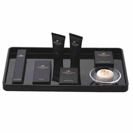 Rectangular Robust Acrylic Collection Serving Trays & Plate for Kitchen, Drinks, Drinks, Food or Bathroom, Plastic, Black, 34 x 22 x 2.5 cm