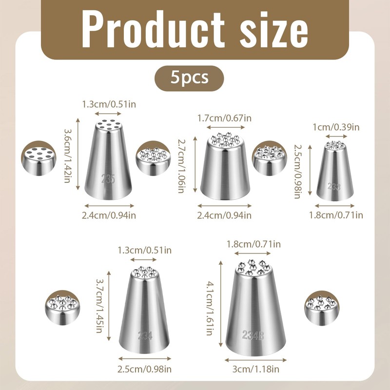 HJZHII 5 Pcs Grass Piping Tip, Stainless Stee Grass Icing