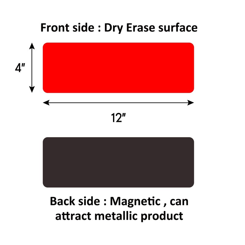MVISUAL Dry Erase Magnetic Labels Large 12"x 4", Big Magnetic