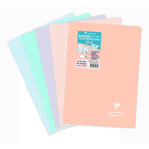Clairefontaine 971471C Stapled Notebook - A4 21 x 29.7 cm - 96 Large Squared Pages - White Paper 90 g - Opaque Polypropylene Cover - Random Colour