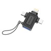 Porodo 3-In-1 OTG Adapter, USB-A to Type-C/Lightning Head/Micro USB, USB