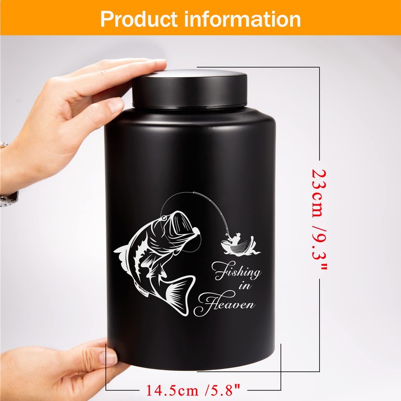 Adult Urn for Ashes Fishing Cremation Urns Black Large Decorative