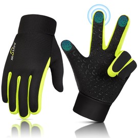 Children's Cycling Gloves Winter Touchscreen Gloves – Children's Running Gloves Non-Slip Warm Gloves Softshell Winter Gloves Windproof Cycling Gloves for Sporty Hiking Riding, yellow
