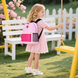 Yvechus Kids Backpack Lunch Box Set Kindergarten School Backpacks 3-6 Years for Boys and Girls with Chest Buckle (Set Pink Purple, Medium-15 H)