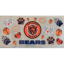 DIY NEW CHICAGO BEARS Football TEAM UV DTF Vinyl Transfer Sticker Wrap DIY Cups