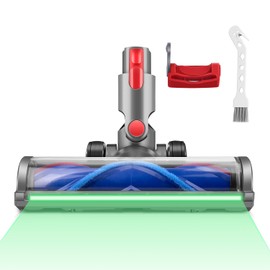 E.LUO Direct Drive Brush Head, Green Light Vacuum Cleaner Head Compatible with Dyson V7 V8 V10 V11 V15, Vacuum Replacement Parts for Carpets & Hard Floors, Includes 1 Cleaning Brush & 1 Switch