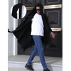 OYOZONE Men's Long Hooded Cardigan Ruffle Shawl Collar Open Front