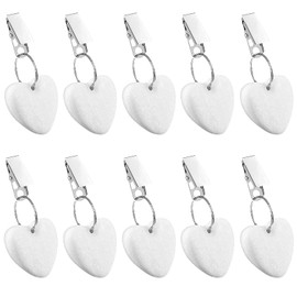 10 Sets of Heart Tablecloth Weight, Outdoor, Marble with Clips, Tablecloth Weights Made of Natural Stone, Marble Tablecloth Clips, Suitable for Table Tops in the Garden, Picnic, Party, Kitchen, Dining