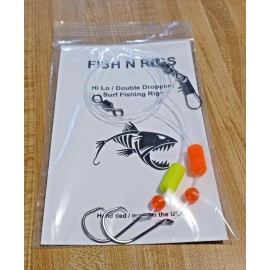 Fish N Rigs 10  Hi Lo Surf FISHING RIGS Mustad 2/0 HOOK 20lb  POMPANO WHITING CROAKER SPOT - Monofilament