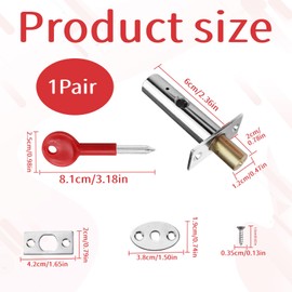 Internal Door Lock with Star Key,1Pair Stainless Steel Door Locks Internal,Anti-Theft Door Bolts for Internal Doors,Bolt Lock for Internal Door,Door Security Lock,Deadbolt Door Lock(Silver)