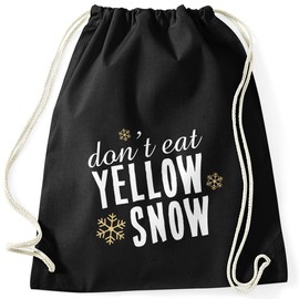 MoonWorks® Gym Bag Don't Eat Yellow Snow Saying Skier Snowboard Driver Winter Sports Fun Après Ski, Yellow Snow Black